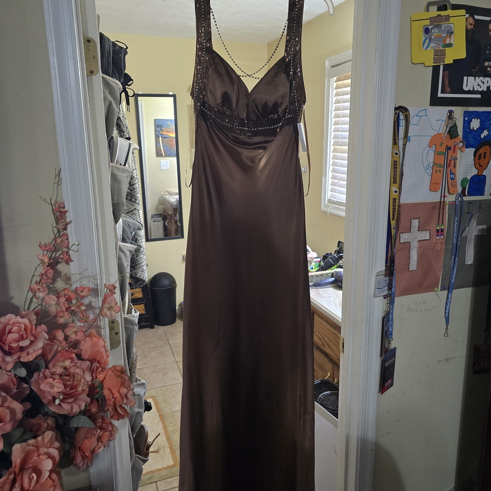 Elegant Brown Satin Nightgown